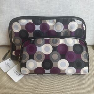 Coach NWT Vintage Snaphead Cosmetic Travel Case 2pc Set Purple Y2K Rare